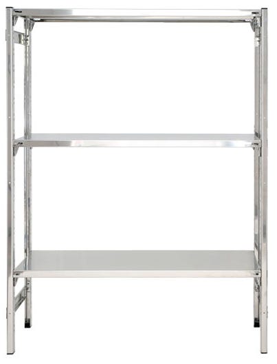 Scaffalatura ad incastro con piani lisci in acciaio inox per alimenti cm. 130x60x150h