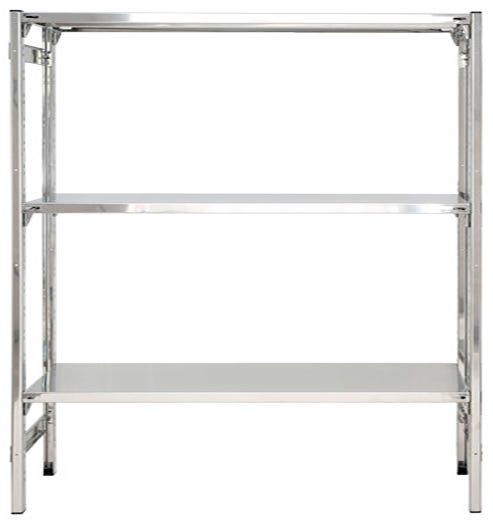 Scaffale inox lineare e modulare con piani lisci o asolati per cucine cm. 180x60x150h