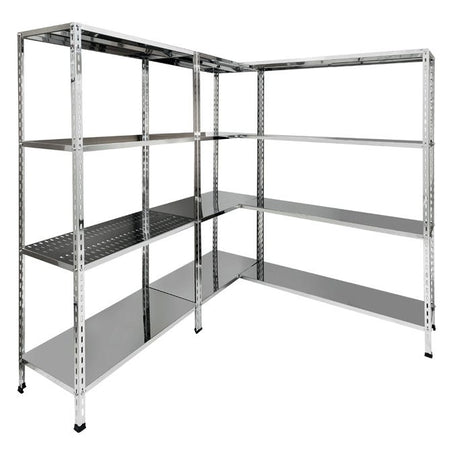 Modulo aggiuntivo scaffale inox con piani ad incastro di cm. 200x30x150h