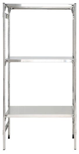 SCAFFALATURA lineare in acciaio inox a ganci con piani regolabili cm. 60x60x150h