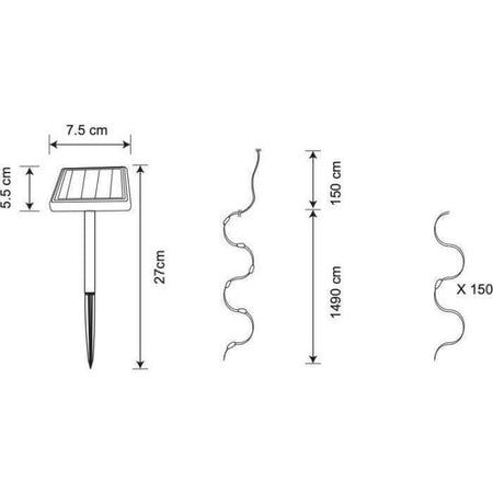 Ghirlanda solare GALIX G4430 - 150 MicroLED bianco caldo - 16,4 m