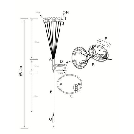 Decorazione luminosa solare GALIX G4435 - Forma bouquet - 8 LED - H69cm
