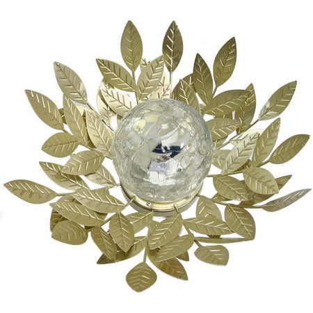 Ninfea solare GALIX G4495 - Metallo, Oro e vetro crepato - 7 Lumen - 26 cm