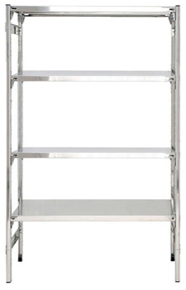 Scaffalatura inox lineare con piani ad incastro cm. 110x60x200h