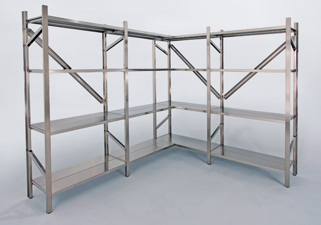 Scaffalatura inox lineare con piani ad incastro cm. 110x60x200h