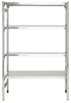 Scaffalatura inox con piani lisci e forati a gancio cm. 120x50x200h