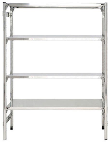 Scaffale inox modulare lineare con piani ad incastro cm. 140x40x200h