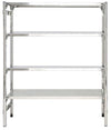 Scaffalatura inox ad incastro con piani lisci a gancio cm. 160x60x200h