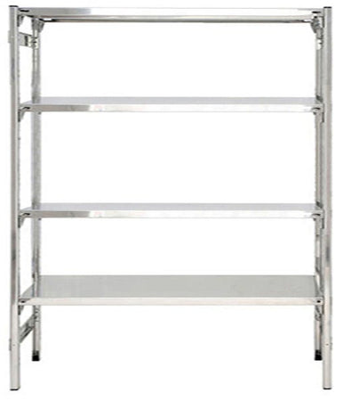 Scaffalatura inox ad incastro con piani lisci a gancio cm. 160x60x200h