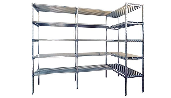 Modulo aggiuntivo scaffale inox con piani ad incastro di cm. 90x40x200h