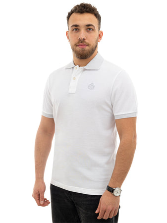 CANALI Polo Canali bianco manica corta da uomo