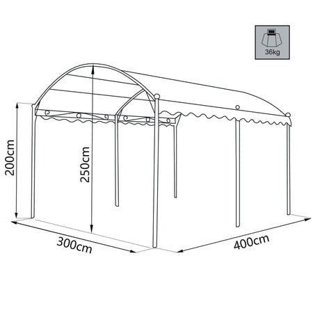 AORNOS - gazebo da giardino 3x4 a onda in metallo Antracite