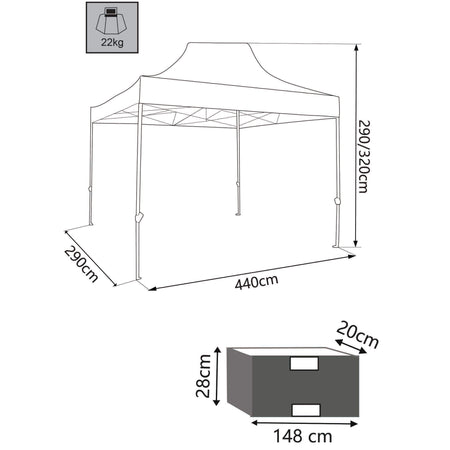 IRIS - gazebo pieghevole e richiudibile completo di sacca protettiva 3x4,5 in metallo Verde
