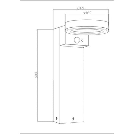 Paletto solare - GALIX - G4590B - Molto luminoso - Acciaio inox (opzione applique) con rilevatore - H50 cm - 1000 Lumen