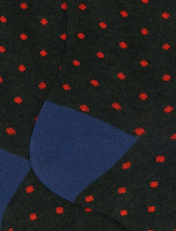 Gallo calze uomo corte corte cotone verde fantasia pois AP103014 32654