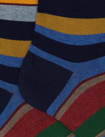 Gallo calze uomo corte cotone azzurro righe multicolor AP506361 12646
