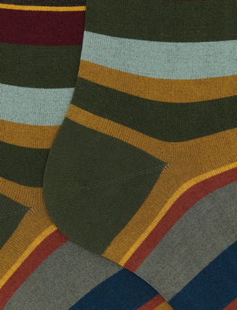 Gallo calze uomo corte cotone azzurro righe multicolor AP506361 32406