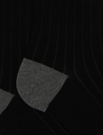 Gallo calze uomo lunghe cotone nero tinta unita con contrasti AP511053 12435