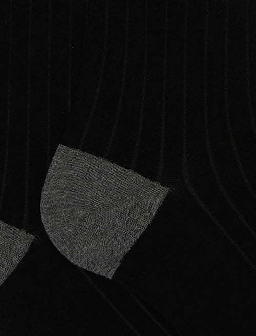 Gallo calze uomo lunghe cotone nero tinta unita con contrasti AP511053 12435