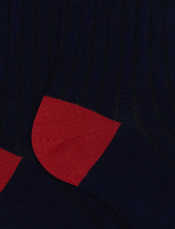 Gallo calze uomo lunghe cotone blu tinta unita con contrasti AP511053 12726