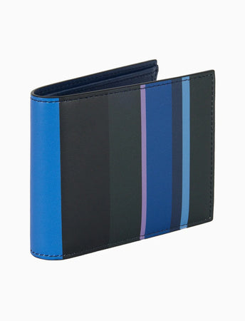 Gallo portafoglio uomo in pelle blu righe multicolor