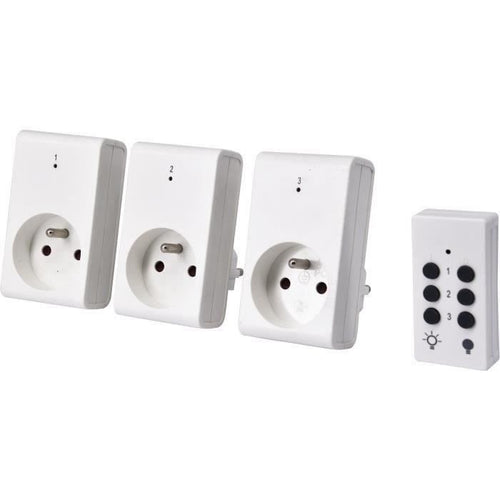 Kit 3 prese telecomandate + Telecomando - GAO - 230 V - Bianco