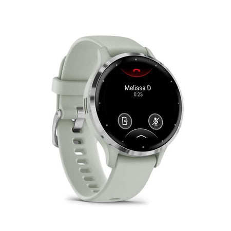 Orologio GPS connesso - GARMIN - Venu 3S - 30,4 mm (1.2) - Acciaio argentato, cassa verde salvia e cinturino in silicone verde salvia