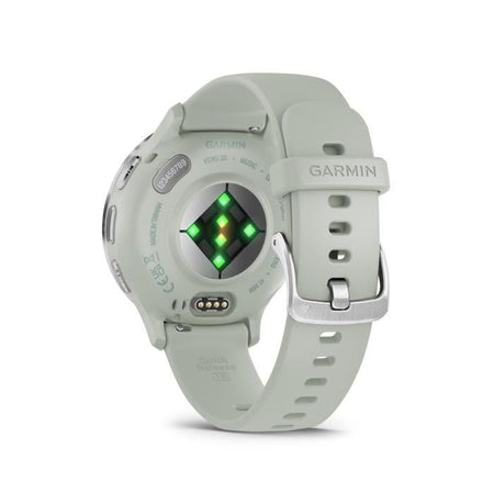 Orologio GPS connesso - GARMIN - Venu 3S - 30,4 mm (1.2) - Acciaio argentato, cassa verde salvia e cinturino in silicone verde salvia