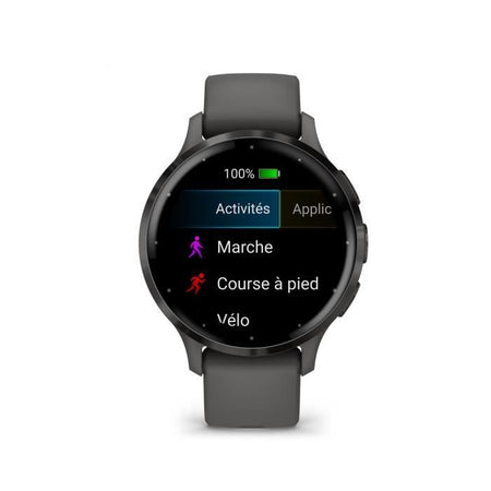 Orologio GPS connesso - GARMIN - Venu 3S - 30,4 mm (1.2) - Acciaio grigio, cassa grigio scuro e cinturino in silicone grigio scuro