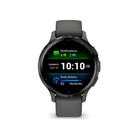 Orologio GPS connesso - GARMIN - Venu 3S - 30,4 mm (1.2) - Acciaio grigio, cassa grigio scuro e cinturino in silicone grigio scuro