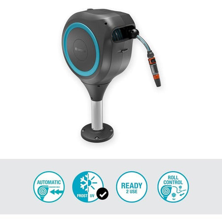 Avvolgitubo automatico per terrazzo - GARDENA - RollUp - S - Blu - Lunghezza 15 m - Tubo 13 mm