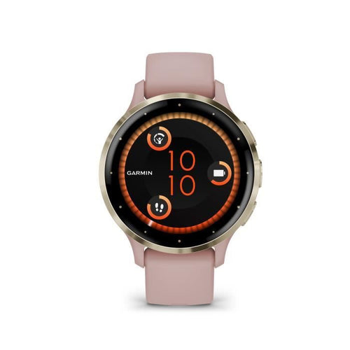 Orologio GPS connesso - GARMIN - Venu 3S - 30,4 mm (1.2) - Acciaio color oro morbido, cassa rosa e cinturino in silicone rosa