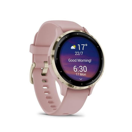 Orologio GPS connesso - GARMIN - Venu 3S - 30,4 mm (1.2) - Acciaio color oro morbido, cassa rosa e cinturino in silicone rosa