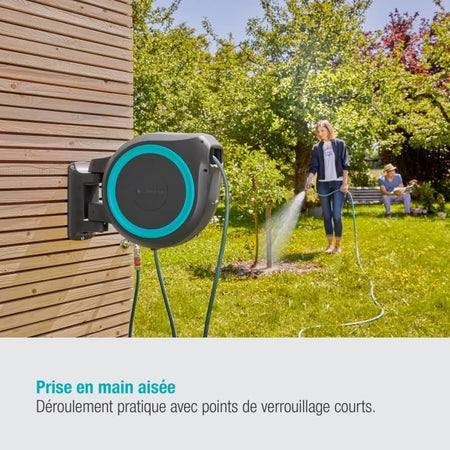 GARDENA Avvolgitubo automatico da parete RollUp L 30 m con bordo bianco