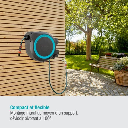 GARDENA Avvolgitubo automatico da parete RollUp L 30 m con bordo bianco