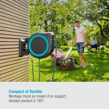 GARDENA Avvolgitubo automatico da parete RollUp XL 35 m con bordo bianco