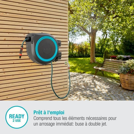 GARDENA Avvolgitubo automatico da parete RollUp XL 35 m con bordo bianco