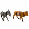 Statuette animali per presepe natalizio bue ed asinello in piedi h7 x 9 cm, set di 2 pezzi