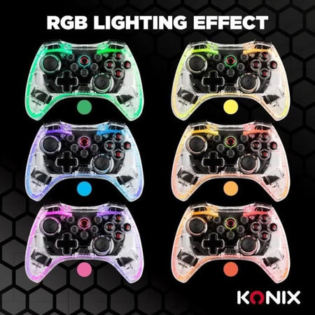 Konix - Controller wireless Crystal per Nintendo Switch, Switch OLED, PC e PS4