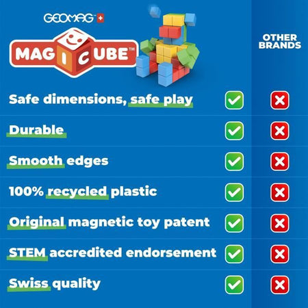 Blocchi magnetici - GEOMAG - Magicube 060 - 6 pezzi - Impilabili - Plastica riciclata