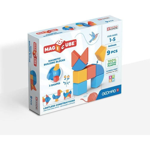 Blocchi magnetici - GEOMAG - Magicube 208 - 9 pezzi - Varie forme - Animali - Plastica riciclata