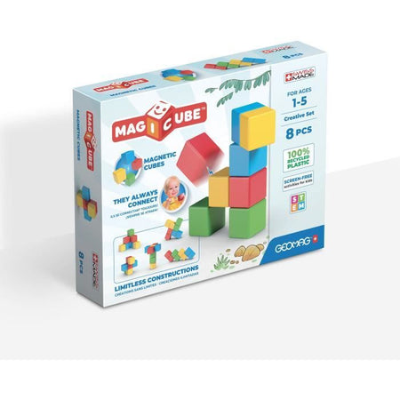 Set di costruzioni magnetiche - GEOMAG - Magicube Recycled Creative Set - 8 pezzi - Plastica riciclata - Da 1 anno
