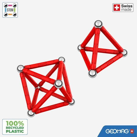 Set di costruzioni magnetiche - GEOMAG - Geometria magnetica riciclata classica 24 pezzi - Geometria - 3D - Educativo