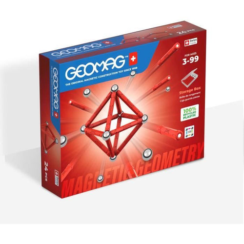 Set di costruzioni magnetiche - GEOMAG - Geometria magnetica riciclata classica 24 pezzi - Geometria - 3D - Educativo