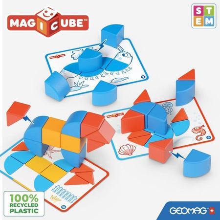 Blocchi magnetici - GEOMAG - Magicube Blocks & Cards - 16 pezzi - Educativi - Plastica riciclata