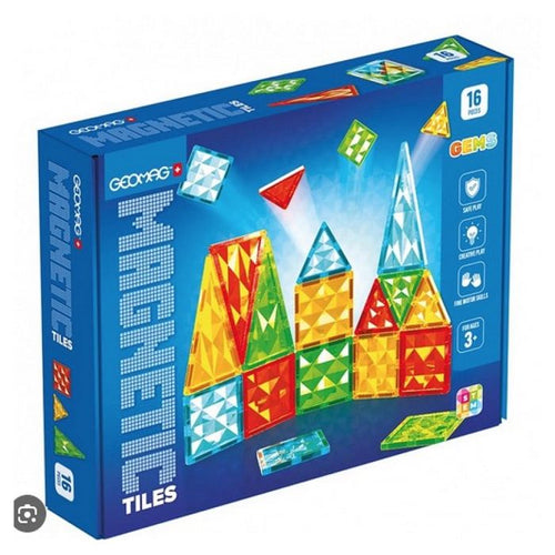 Tessere magnetiche - GEOMAG - Tiles Gems 4100 - 16 pezzi - Forme geometriche - Effetto cristallo
