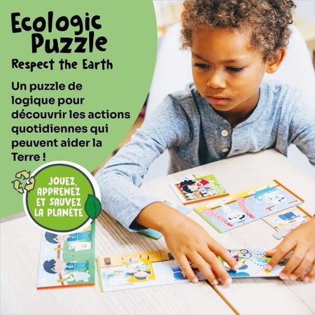 Giochi educativi - GEOMAG - Puzzle ecologico Rispetta la Terra - Mini puzzle educativi - Azioni eco-responsabili