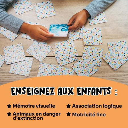 Giochi educativi - GEOMAG - Ecologic Memo Animali a Rischio - Gioco di memoria - Animali in via di estinzione - Associazione bambini/genitori