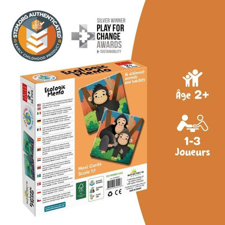 Giochi educativi - GEOMAG - Ecologic Memo Animali a Rischio - Gioco di memoria - Animali in via di estinzione - Associazione bambini/genitori