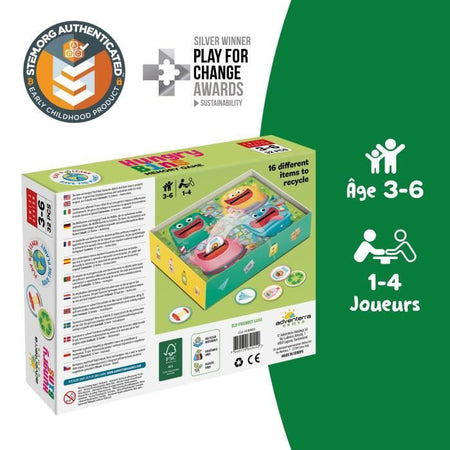 Giochi educativi - GEOMAG - Hungry Bins - Raccolta differenziata - Imparare a conoscere i rifiuti - Associazione per colore